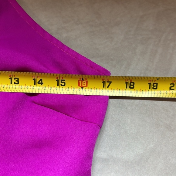 Adelyn Rae Oliana Magenta Midi Slip Dress V-Neck High-Low Wedding Guest Medium - Picture 7 of 12